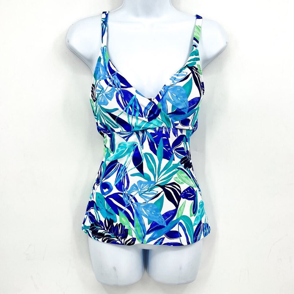 TOMMY BAHAMA Marina Underwire Tankini Medium Beach Glass Blue Island Cays NWT - Picture 3 of 13